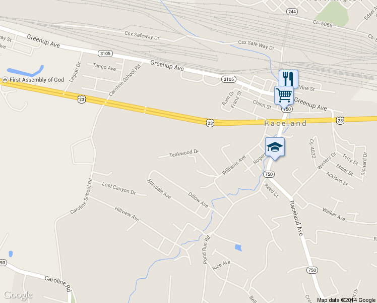 map of restaurants, bars, coffee shops, grocery stores, and more near 589 Teakwood Dr in Raceland
