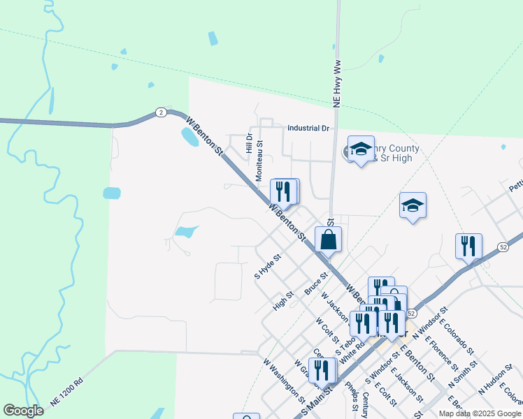map of restaurants, bars, coffee shops, grocery stores, and more near 801-913 West Benton Street in Windsor