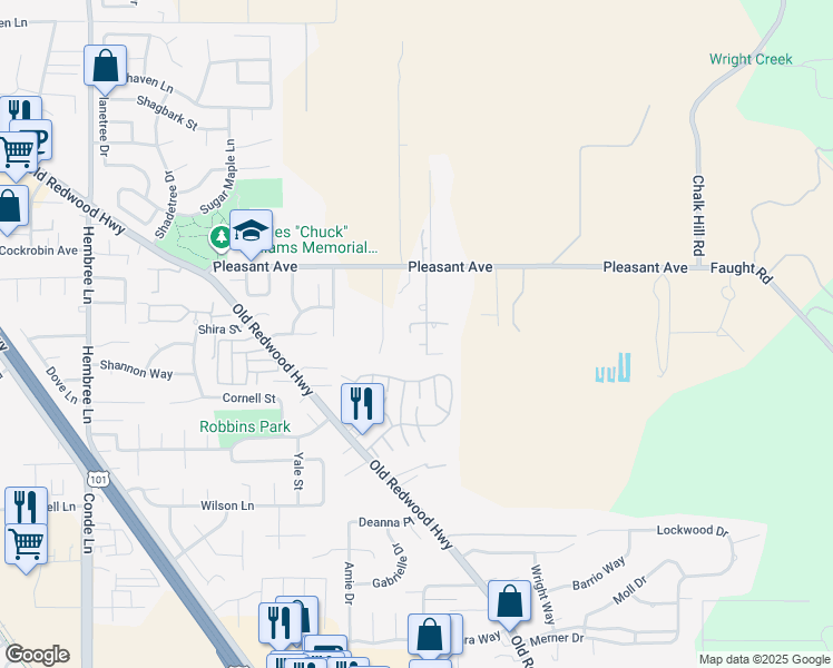 map of restaurants, bars, coffee shops, grocery stores, and more near 236 Pleasant Avenue in Santa Rosa