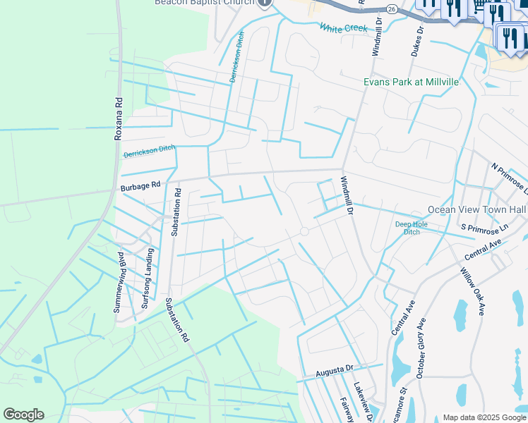 map of restaurants, bars, coffee shops, grocery stores, and more near 30270 Brandywine Drive in Ocean View