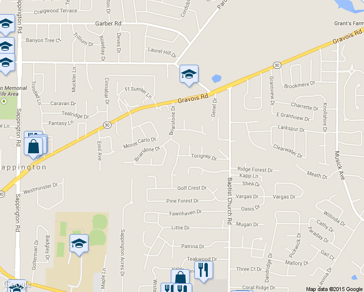 map of restaurants, bars, coffee shops, grocery stores, and more near 9922 Chileswood Dr in St Louis