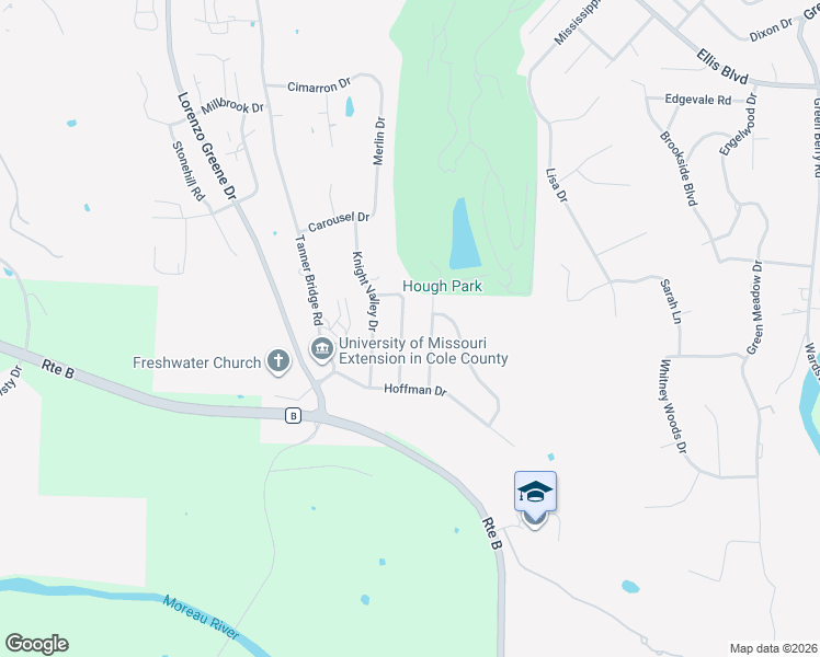 map of restaurants, bars, coffee shops, grocery stores, and more near 2429 Parkcrest Drive in Jefferson City