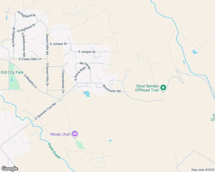 map of restaurants, bars, coffee shops, grocery stores, and more near 3461 Westwater Road in Moab