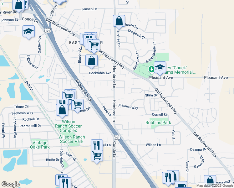 map of restaurants, bars, coffee shops, grocery stores, and more near 7996 Hembree Lane in Windsor