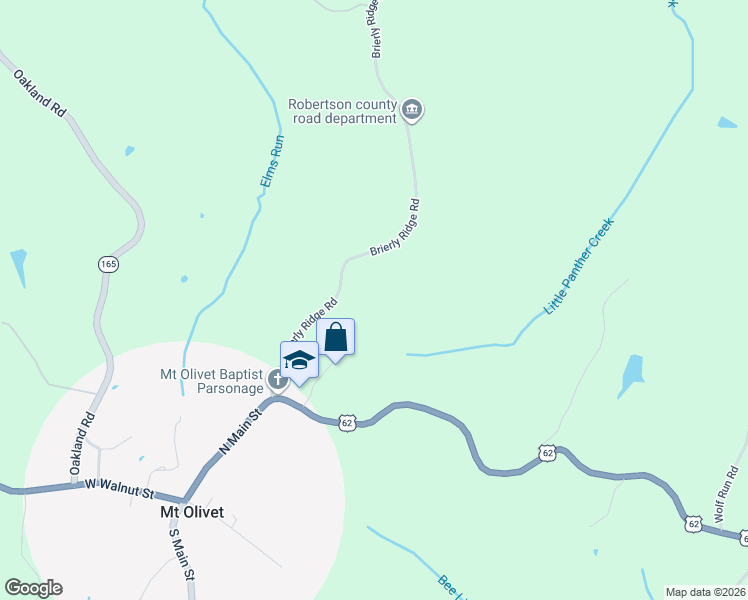 map of restaurants, bars, coffee shops, grocery stores, and more near 354 Brierly Ridge Road in Mount Olivet