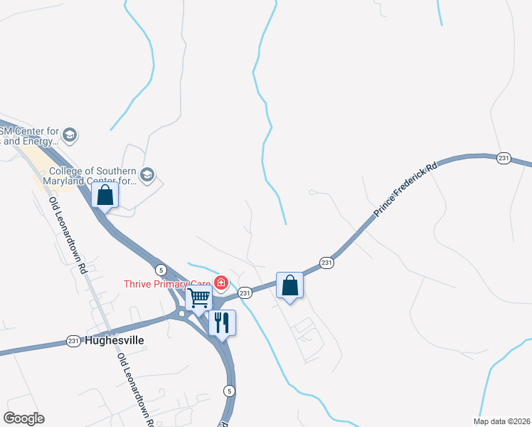map of restaurants, bars, coffee shops, grocery stores, and more near 6301 Sewell Place in Hughesville