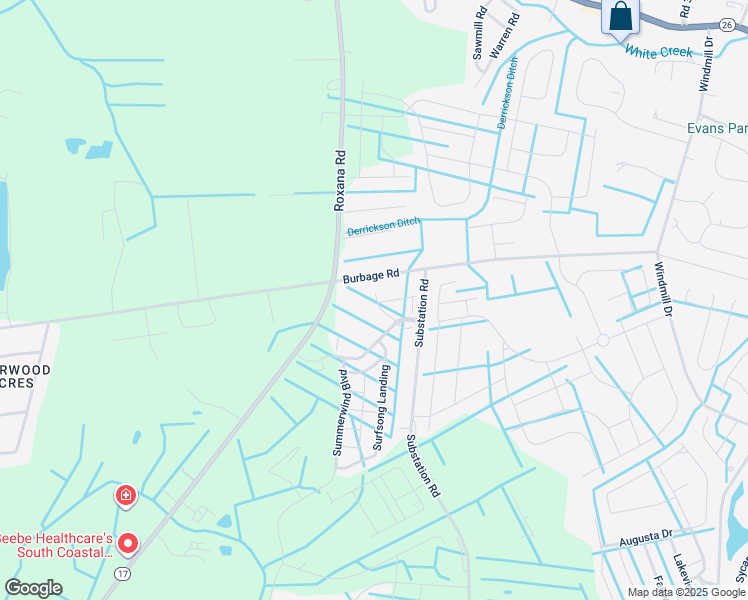 map of restaurants, bars, coffee shops, grocery stores, and more near 39139 Sail Away Lane in Millville
