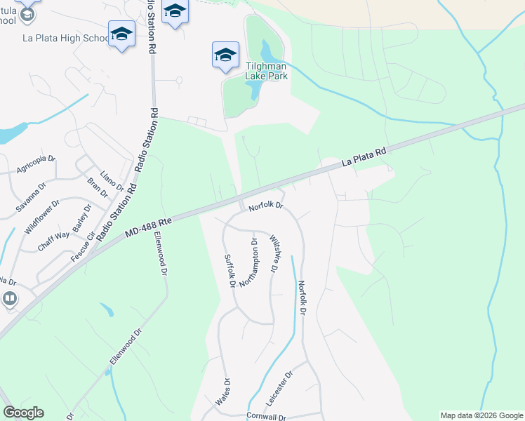 map of restaurants, bars, coffee shops, grocery stores, and more near 1007 Norfolk Drive in La Plata
