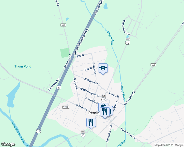 map of restaurants, bars, coffee shops, grocery stores, and more near 12050 Center Street in Remington