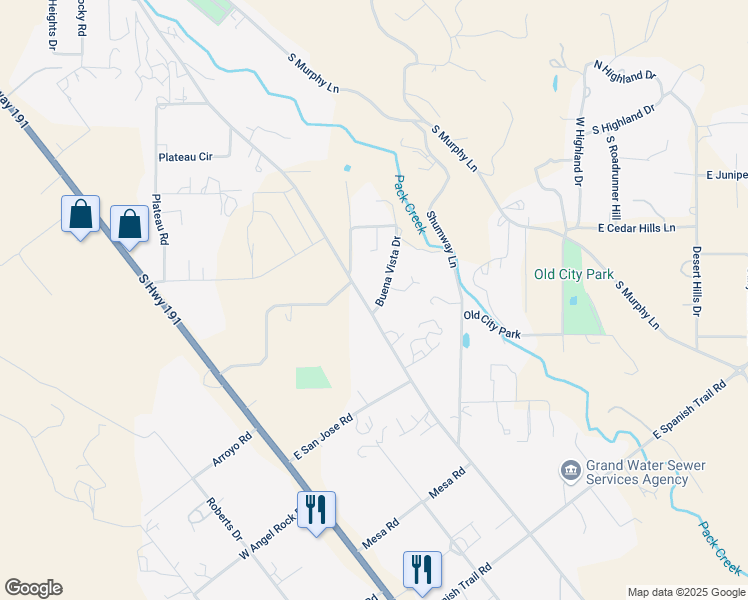 map of restaurants, bars, coffee shops, grocery stores, and more near 2191 Buena Vista Drive in Moab