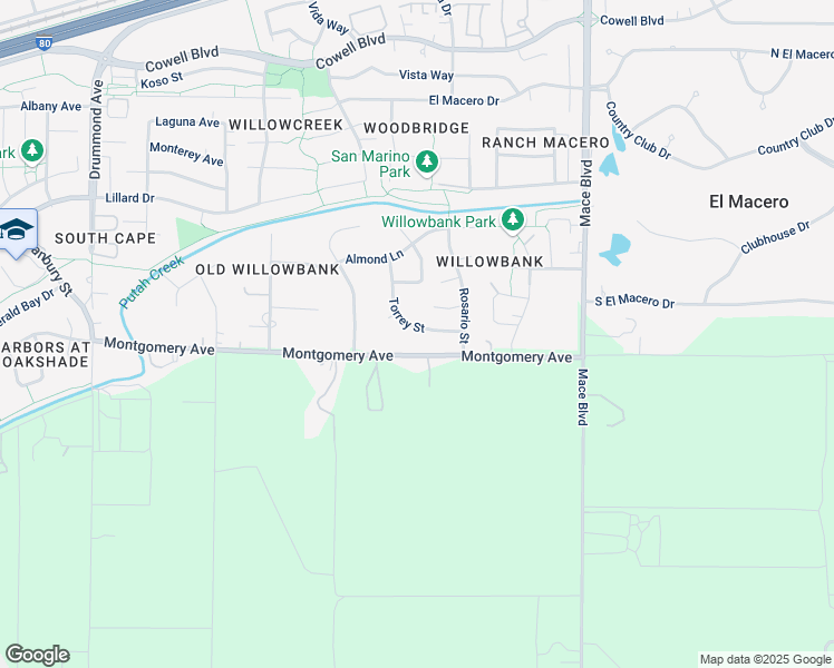 map of restaurants, bars, coffee shops, grocery stores, and more near 1319 Torrey Street in Davis