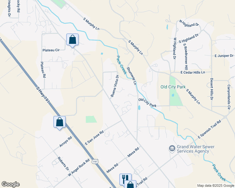 map of restaurants, bars, coffee shops, grocery stores, and more near 2191 Buena Vista Drive in Moab