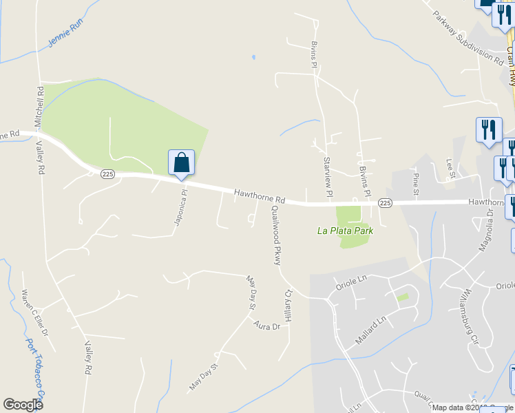 map of restaurants, bars, coffee shops, grocery stores, and more near 6310 Fennell Place in La Plata