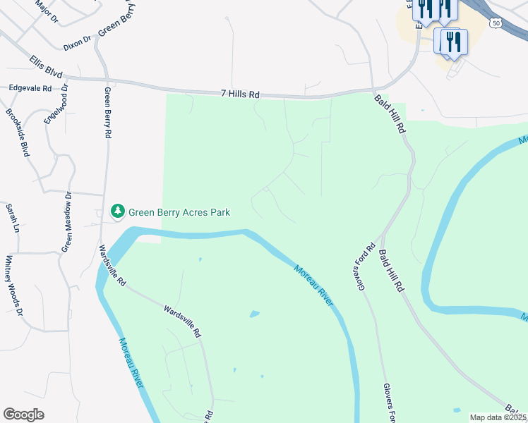 map of restaurants, bars, coffee shops, grocery stores, and more near 1715 Wilmor Drive in Jefferson City