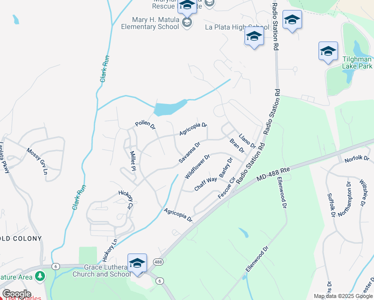 map of restaurants, bars, coffee shops, grocery stores, and more near 1023 Savanna Drive in La Plata
