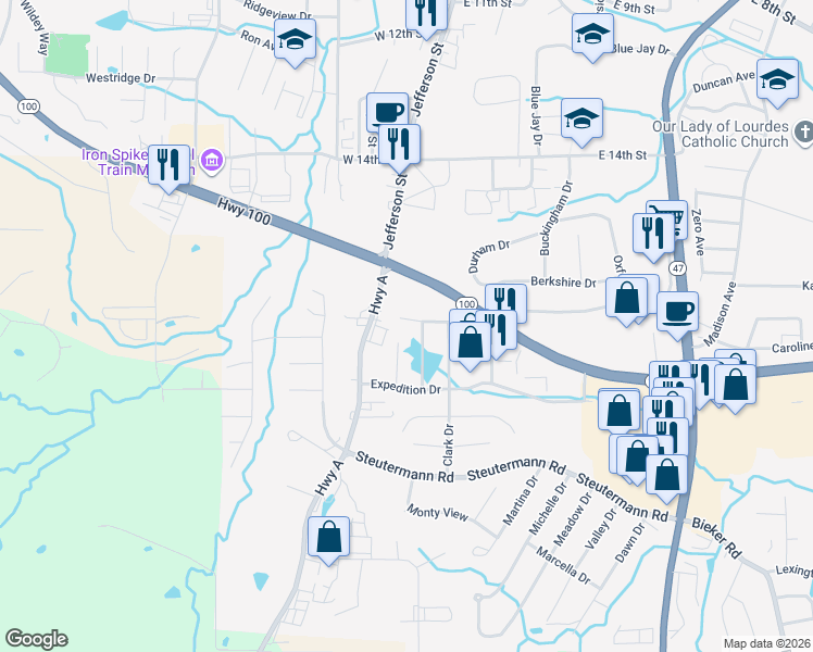 map of restaurants, bars, coffee shops, grocery stores, and more near 284 York Lane in Washington