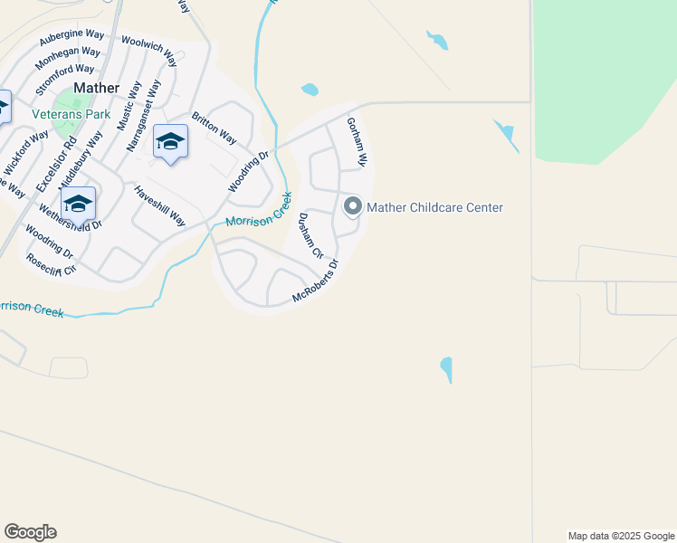 map of restaurants, bars, coffee shops, grocery stores, and more near 4424 McRoberts Drive in Sacramento County