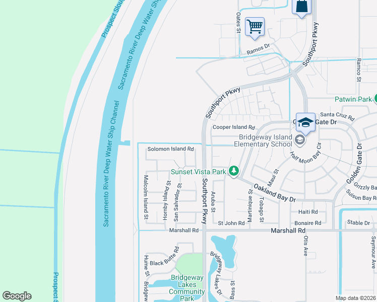 map of restaurants, bars, coffee shops, grocery stores, and more near 3102 Pender Island Street in West Sacramento