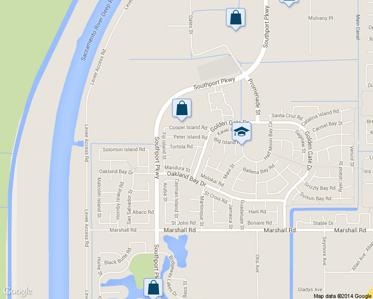 map of restaurants, bars, coffee shops, grocery stores, and more near 3576 Tortola Road in West Sacramento