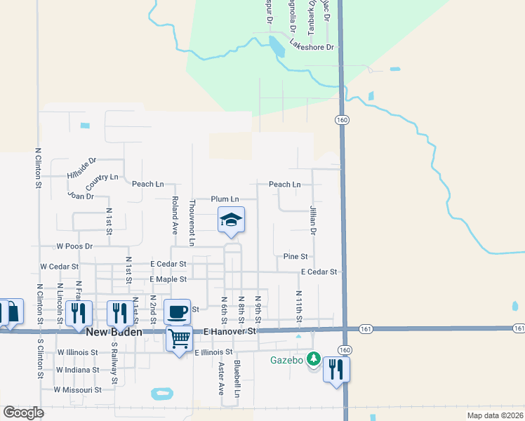 map of restaurants, bars, coffee shops, grocery stores, and more near 503 Joyce Lane in New Baden