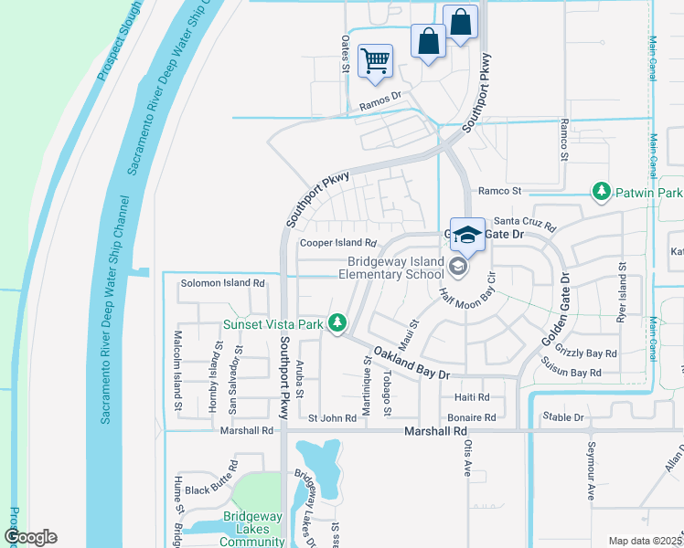 map of restaurants, bars, coffee shops, grocery stores, and more near 3576 Tortola Road in West Sacramento