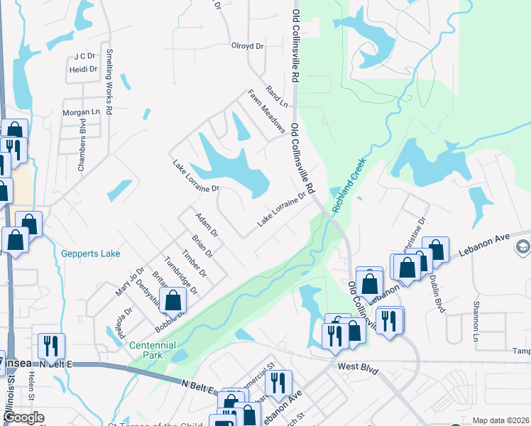 map of restaurants, bars, coffee shops, grocery stores, and more near 2907 Lake Lorraine Cove in Swansea