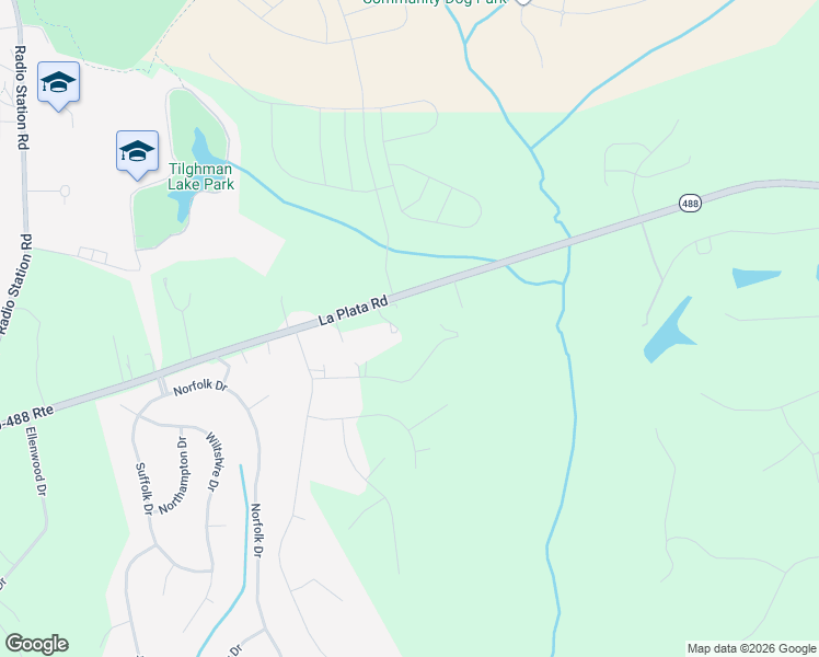 map of restaurants, bars, coffee shops, grocery stores, and more near 10889 La Plata Road in La Plata