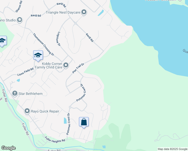 map of restaurants, bars, coffee shops, grocery stores, and more near 18947 Rosings Way in Triangle