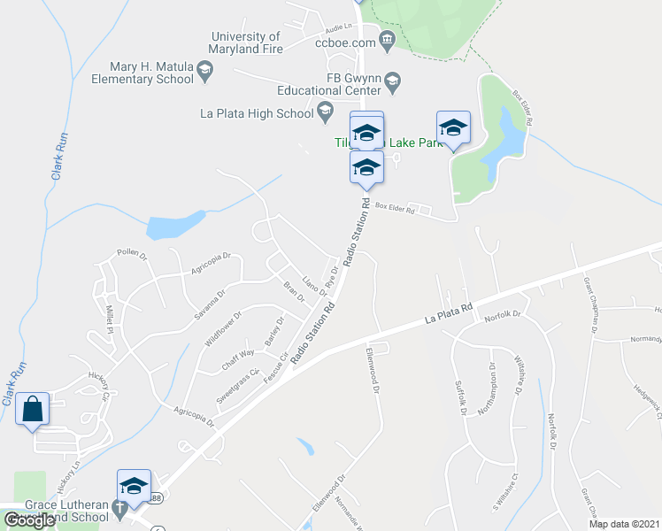 map of restaurants, bars, coffee shops, grocery stores, and more near 947 Rye Drive in La Plata