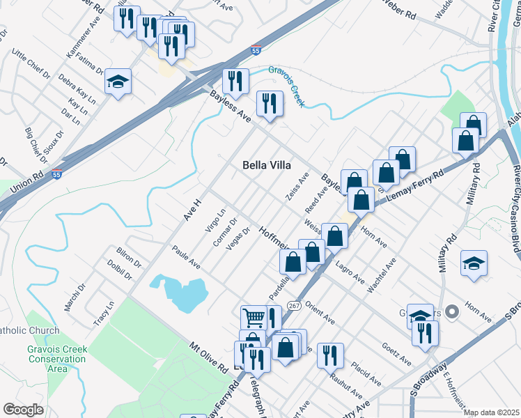 map of restaurants, bars, coffee shops, grocery stores, and more near 766 Ruprecht Avenue in St. Louis