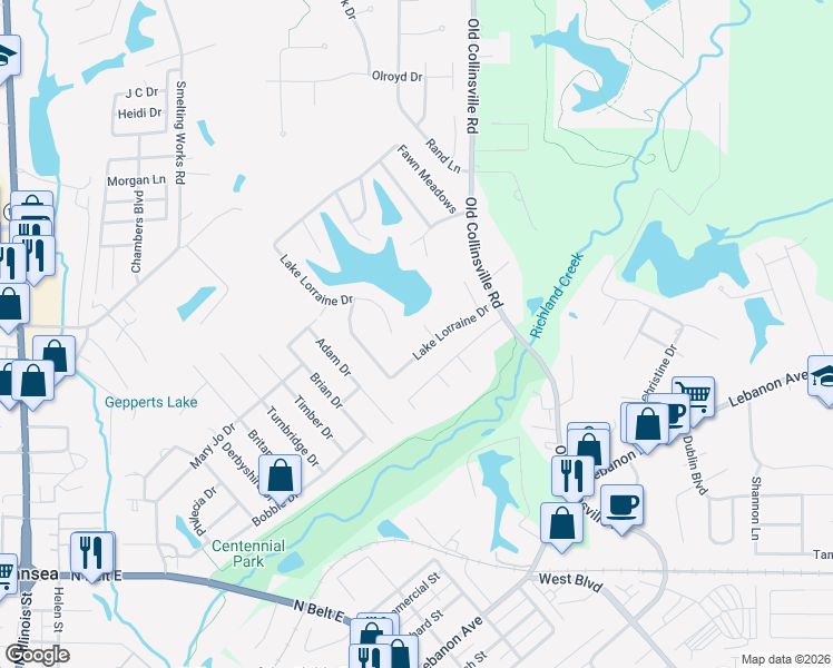 map of restaurants, bars, coffee shops, grocery stores, and more near 2907 Lake Lorraine Cove in Swansea