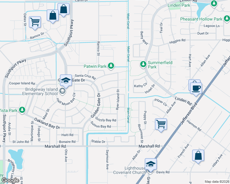 map of restaurants, bars, coffee shops, grocery stores, and more near 3052 Sherman Island Road in West Sacramento