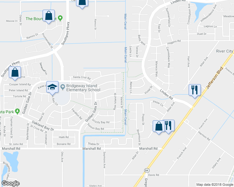 map of restaurants, bars, coffee shops, grocery stores, and more near 3052 Sherman Island Road in West Sacramento