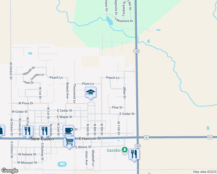 map of restaurants, bars, coffee shops, grocery stores, and more near 503 Joyce Lane in New Baden