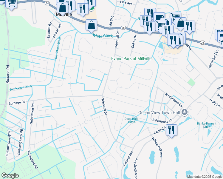 map of restaurants, bars, coffee shops, grocery stores, and more near 38614 Bitternut Hickory Way in Clarksville