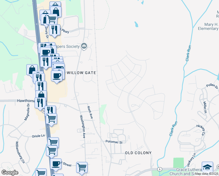 map of restaurants, bars, coffee shops, grocery stores, and more near 648 Hoot Owl Lane in La Plata