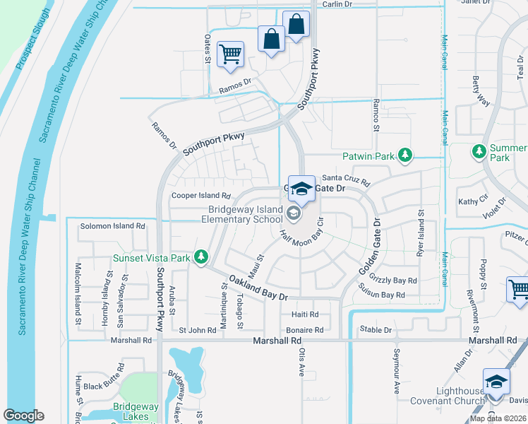 map of restaurants, bars, coffee shops, grocery stores, and more near 3060 Hawaii Court in West Sacramento