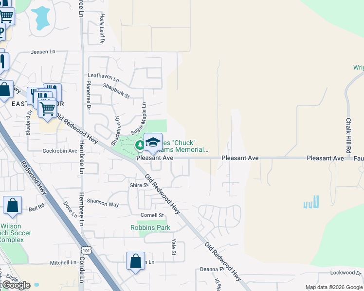 map of restaurants, bars, coffee shops, grocery stores, and more near 127 Pleasant Avenue in Santa Rosa