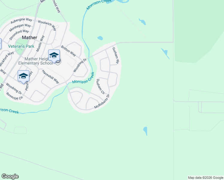map of restaurants, bars, coffee shops, grocery stores, and more near 4424 McRoberts Drive in Sacramento County