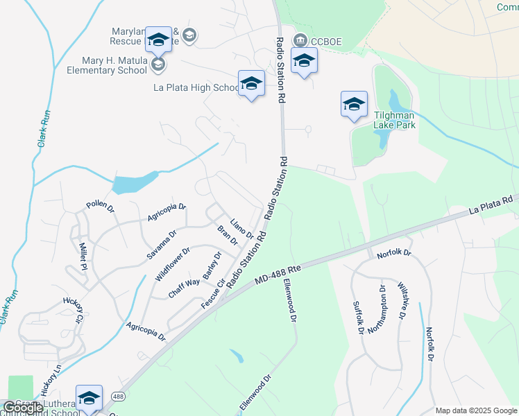 map of restaurants, bars, coffee shops, grocery stores, and more near 992 Rye Drive in La Plata