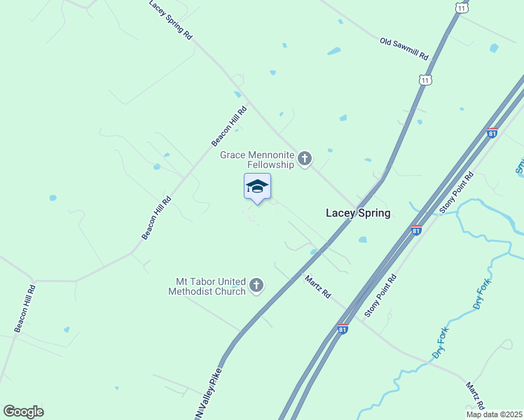 map of restaurants, bars, coffee shops, grocery stores, and more near 8621 North Valley Pike in Harrisonburg