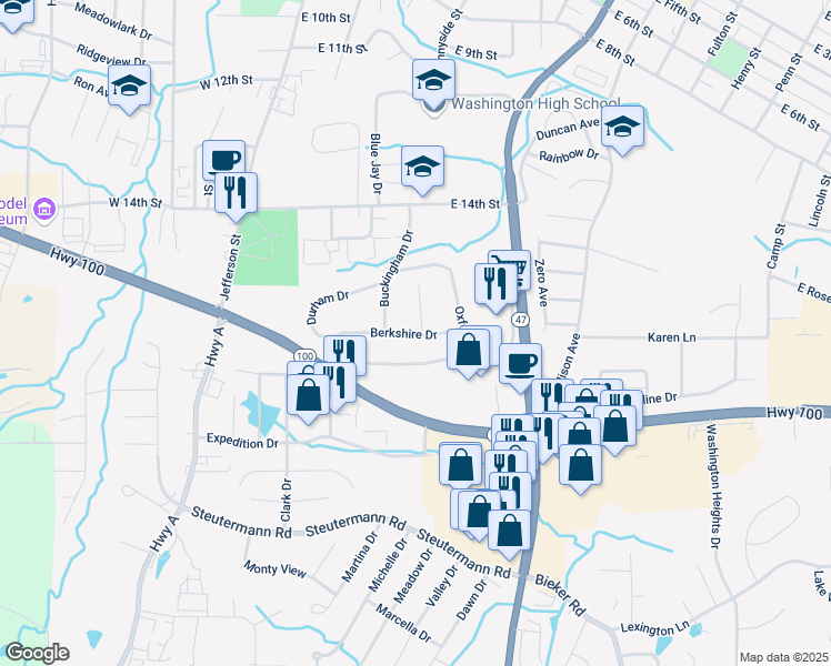 map of restaurants, bars, coffee shops, grocery stores, and more near 6 Lancaster Court in Washington