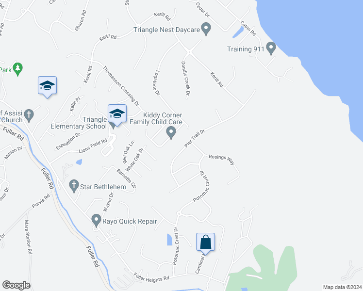 map of restaurants, bars, coffee shops, grocery stores, and more near 18822 Pier Trail Rd in Triangle