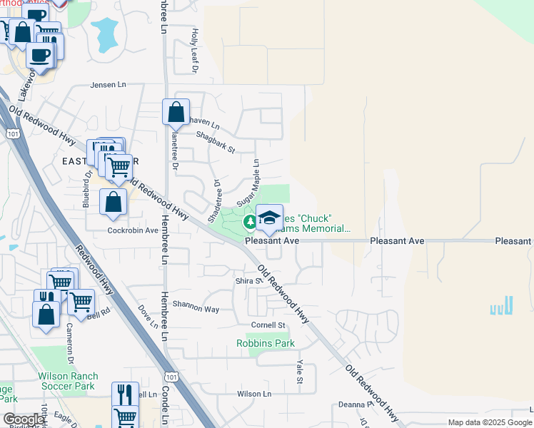 map of restaurants, bars, coffee shops, grocery stores, and more near 75 Pleasant Ave in Windsor
