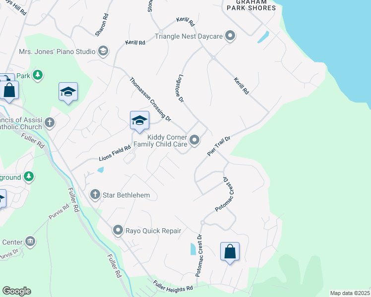 map of restaurants, bars, coffee shops, grocery stores, and more near 4032 Sapling Way in Triangle