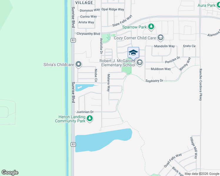 map of restaurants, bars, coffee shops, grocery stores, and more near 11898 Delavan Circle in Rancho Cordova