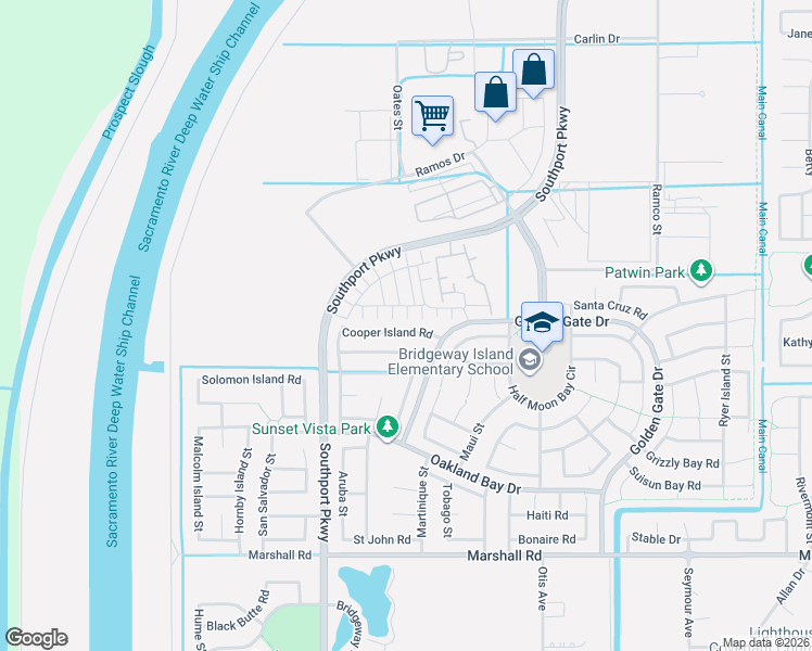 map of restaurants, bars, coffee shops, grocery stores, and more near 3294 Falcon Court in West Sacramento