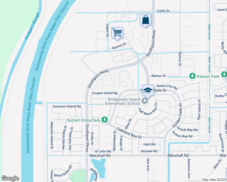 map of restaurants, bars, coffee shops, grocery stores, and more near 3283 Owl Court in West Sacramento