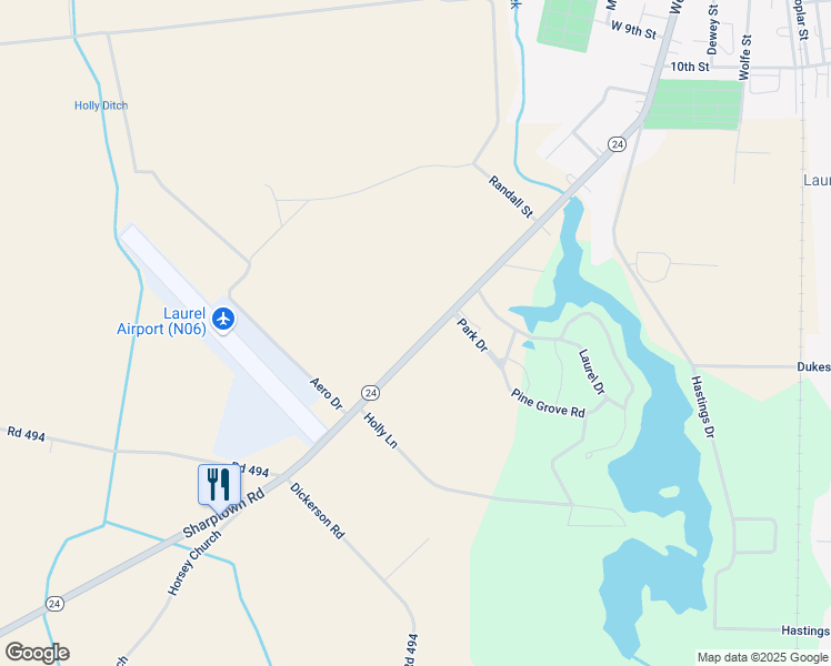 map of restaurants, bars, coffee shops, grocery stores, and more near 8955 Sharptown Road in Laurel