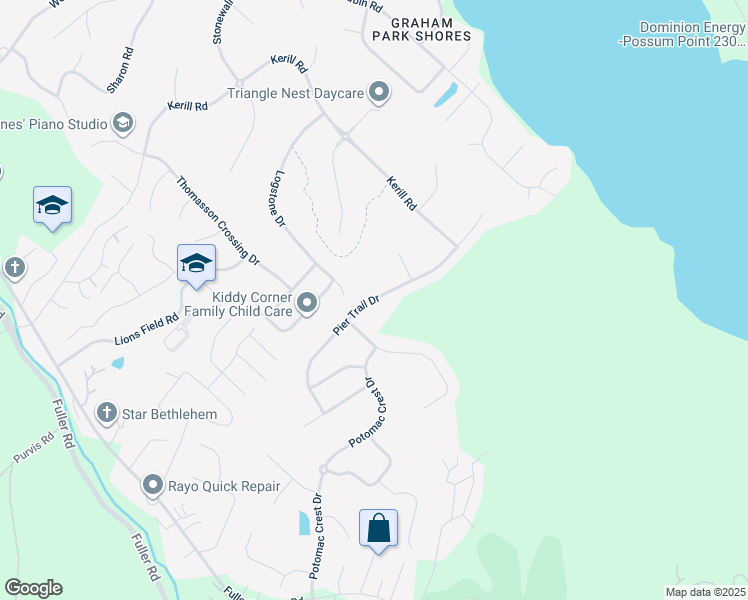 map of restaurants, bars, coffee shops, grocery stores, and more near 18776 Pier Trail Drive in Triangle